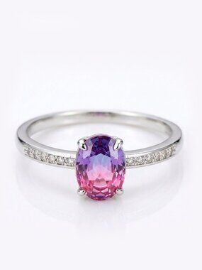 Dainty  Pink / Purple tourmaline oval gemstone ring, Charmed Aroma